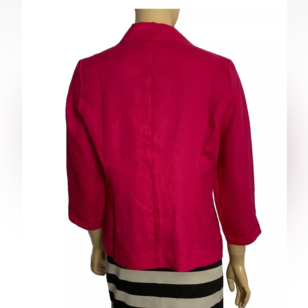 NWT Chico's 1 Novelty Cutwork Linen Jacket Embroidered Raspberry - Picture 4 of 8